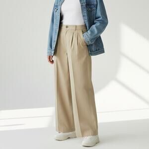 Madewell Harlow Wide-Leg Pant in Drapey Twill NWT Women's Sz 6 Vintage Khaki